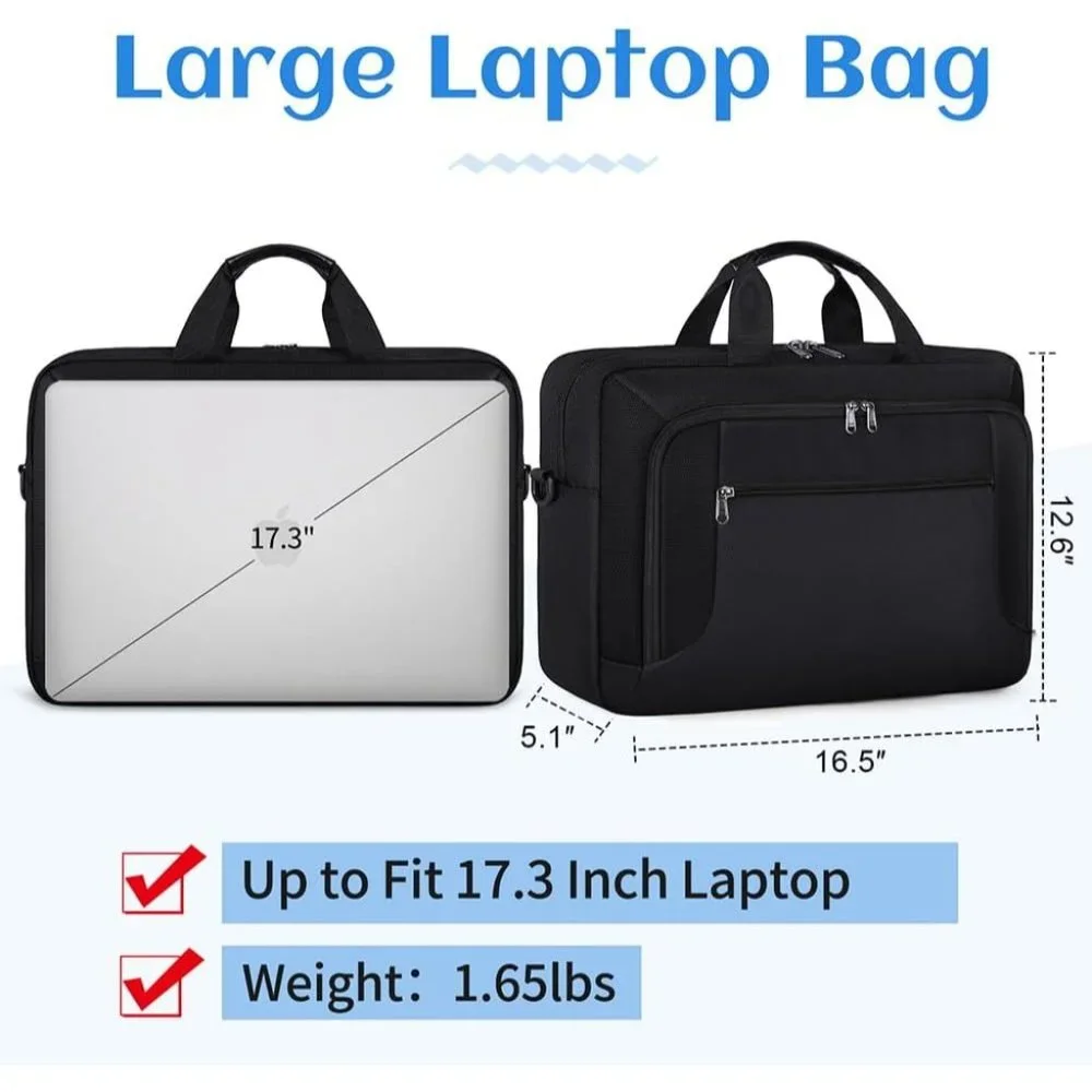 Men's Black waterproof Laptop bag 17.3 Inch
